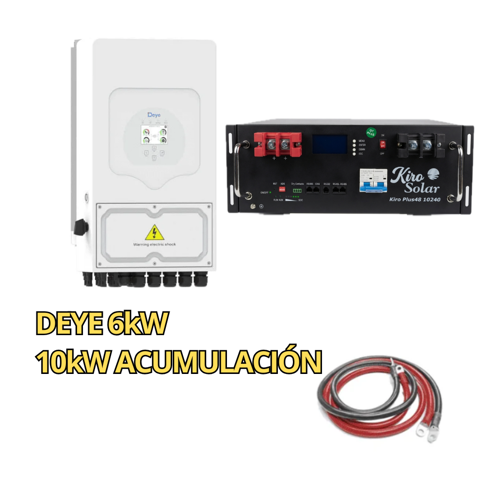 Pack Deye 6kW + Batería 10,24 kWh KiroSolar Plus48 rack (Sin Paneles)