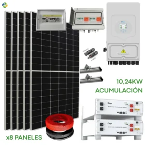 Kit Solar Híbrido Deye 6kW con 10,24kW batería de litio (4,88kW Aiko Solar)