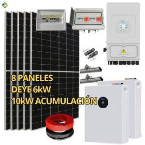 Kit Solar Híbrido Deye 6kW con 10,24 kWh (2 × Deye SE-F5 Pro blanca) (4,76 kWp Suntech)