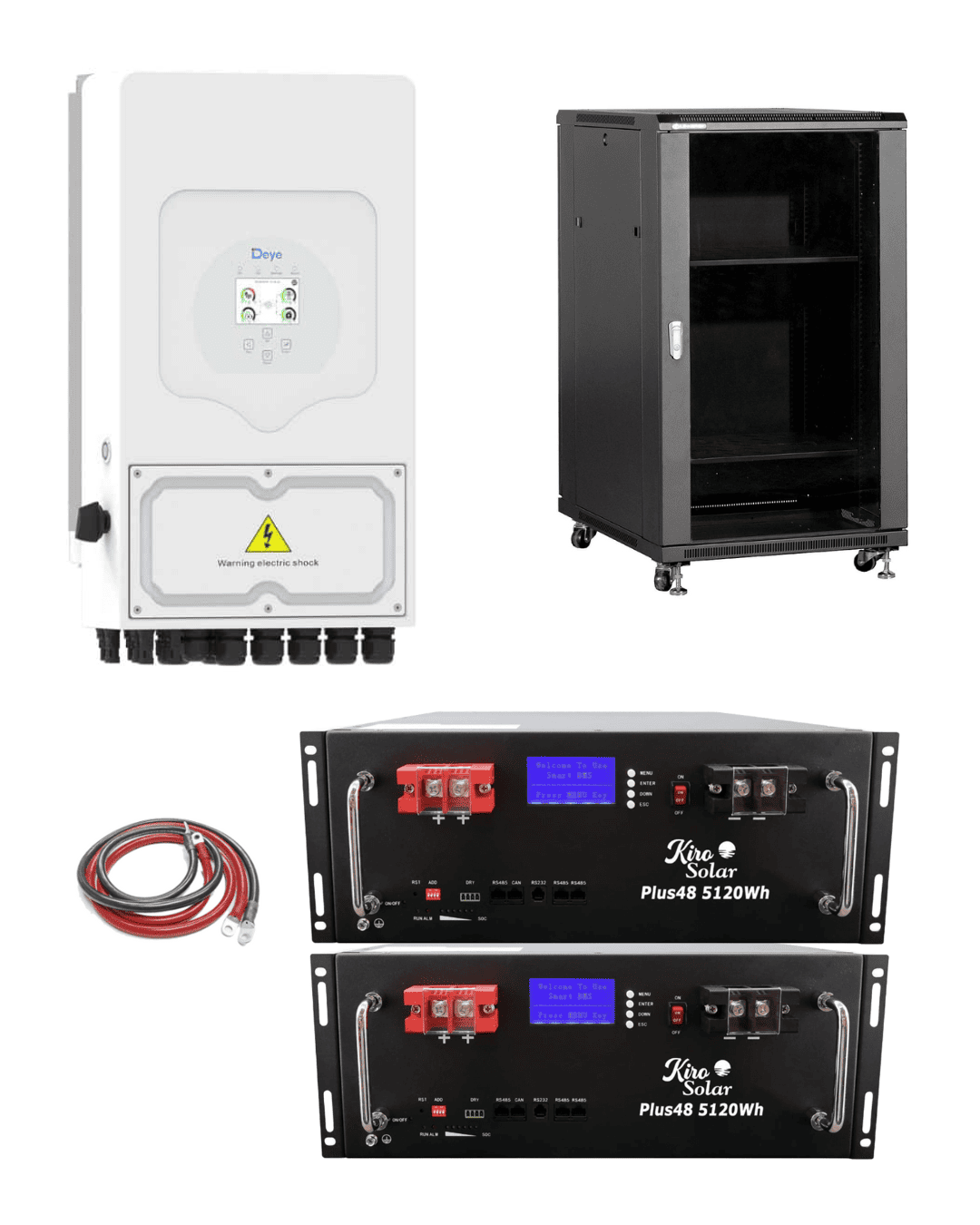 Pack Híbrido Deye 5kW + Batería Litio KiroSolar Plus 10,24 kWh Rack (Sin Paneles)