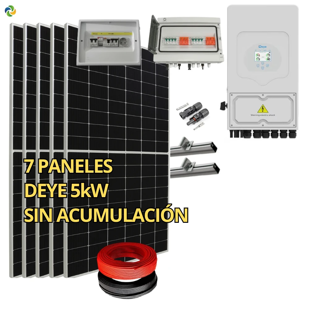 Kit Solar Completo Híbrido Deye 5kW + 4,17 kWp Suntech (Autoconsumo diurno)