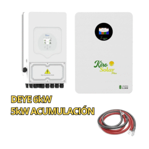 Pack Deye 6kW + Batería 5,12 kWh KiroSolar BL48+ blanca pared (Sin Paneles)
